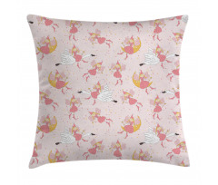 Flying Fairies Swan Moon Pillow Cover