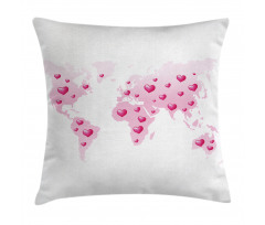 Global Dots Heart Love Pillow Cover