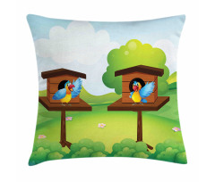 Winged Animals Nest Pillow Cover