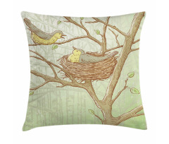 Tree Animals Spring Woods Pillow Cover