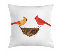 Red Cardinals Couple Nest Pillow Cover