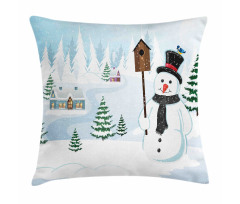 Frosty Holds Nest Graphic Pillow Cover