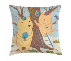 Couple Bears Tree Pillow Cover