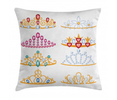 Golden Gemstones Tiaras Pillow Cover