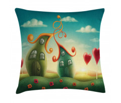 Heart Shaped Trees Red Pillow Cover
