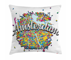 Vibrant Digital Mapping Pillow Cover