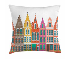 European Colorful Houses Pillow Cover