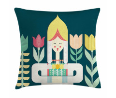 Dutch Girl and Flowers Pillow Cover