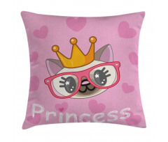 Happy Princess Cat Pillow Cover