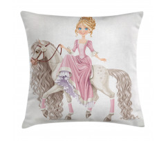 Princess on White Horse Pillow Cover