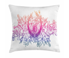 Lily Flowers and Crescent Pillow Cover