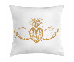 Winged Heart with Crown Pillow Cover