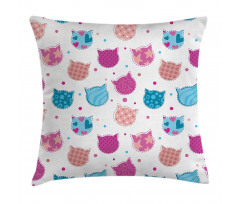 Patterned Kitten Heads Pillow Cover