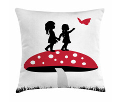 Little Girls on Toadstool Pillow Cover