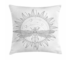 Neutral Sun and Dragonfly Pillow Cover