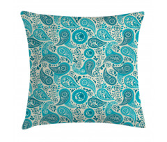 Paisley Blue Flowers Pillow Cover