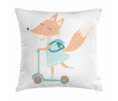 Happy Animal and Bag on Scooter Pillow Cover