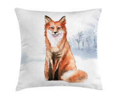 Fine Art Winter Animal Painting Pillow Cover