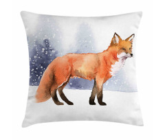 Side View Painting Snow Animal Pillow Cover