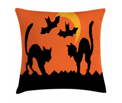 Crescent Cats and Bats Pillow Cover