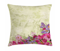 Flora Grunge Theme Pillow Cover