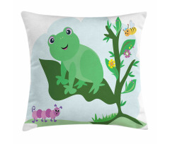 Childish Animals Floral Leaf Pillow Cover