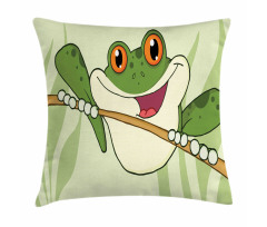 Happy Amphibian in Jungle Pillow Cover