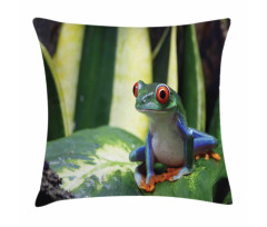 Exotic Vivid Animal on Leaf Pillow Cover