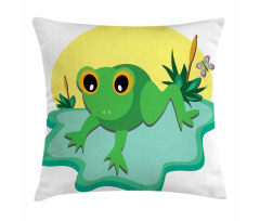 Animal and Butterfly on Pond Pillow Cover