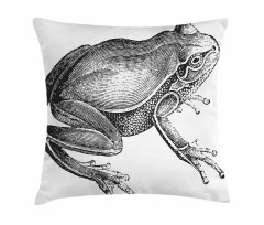 Engraved Amphibian Fauna Art Pillow Cover