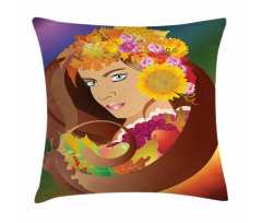 Floral Leafy and Fruits Hair Pillow Cover