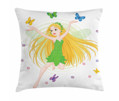 Spring Fairy Butterflies Pillow Cover