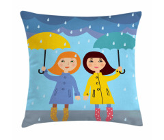 Girls Under the Rain Pillow Cover