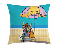 Lady on a Deckchair Pillow Cover