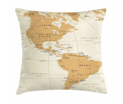 North South America Map Pillow Cover