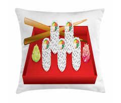 Japan California Rolls Plate Pillow Cover