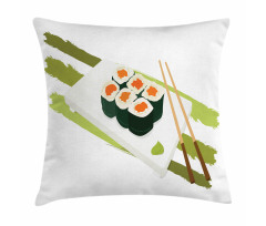 Sushi Maki Plate Chopsticks Pillow Cover