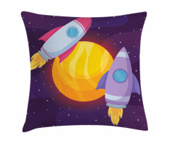 Rocket Spaceship Galactic Pillow Cover