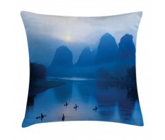 Sunrise Bamboo Raft China Pillow Cover