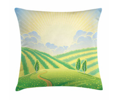 Green Field Graphic Pillow Cover