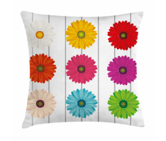 Vivid Petals on Stripe Pillow Cover