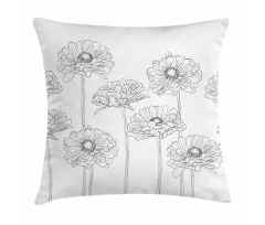 Thin Line Art Flowers Pillow Cover