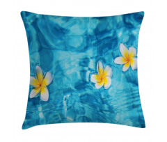 Frangipani Flower Aqua Pillow Cover