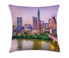 Urban Scene Image and River Pillow Cover