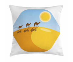 Camels on Desert Cartoon Pillow Cover