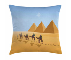 Camel Riders in Desert Pillow Cover