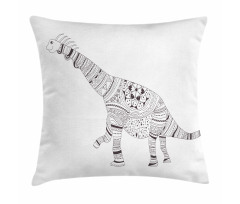 Monochrome Zentangle Dinosaur Pillow Cover