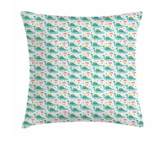 Cartoon of Animal and Palms Pillow Cover