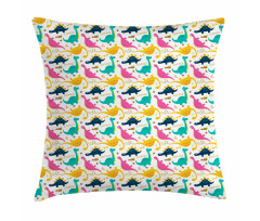 Rhythmic Dinosaurs Doodle Pillow Cover