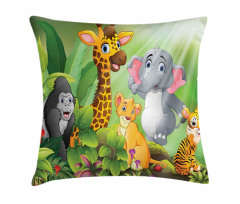 Cartoon Style Wild Animals Pillow Cover